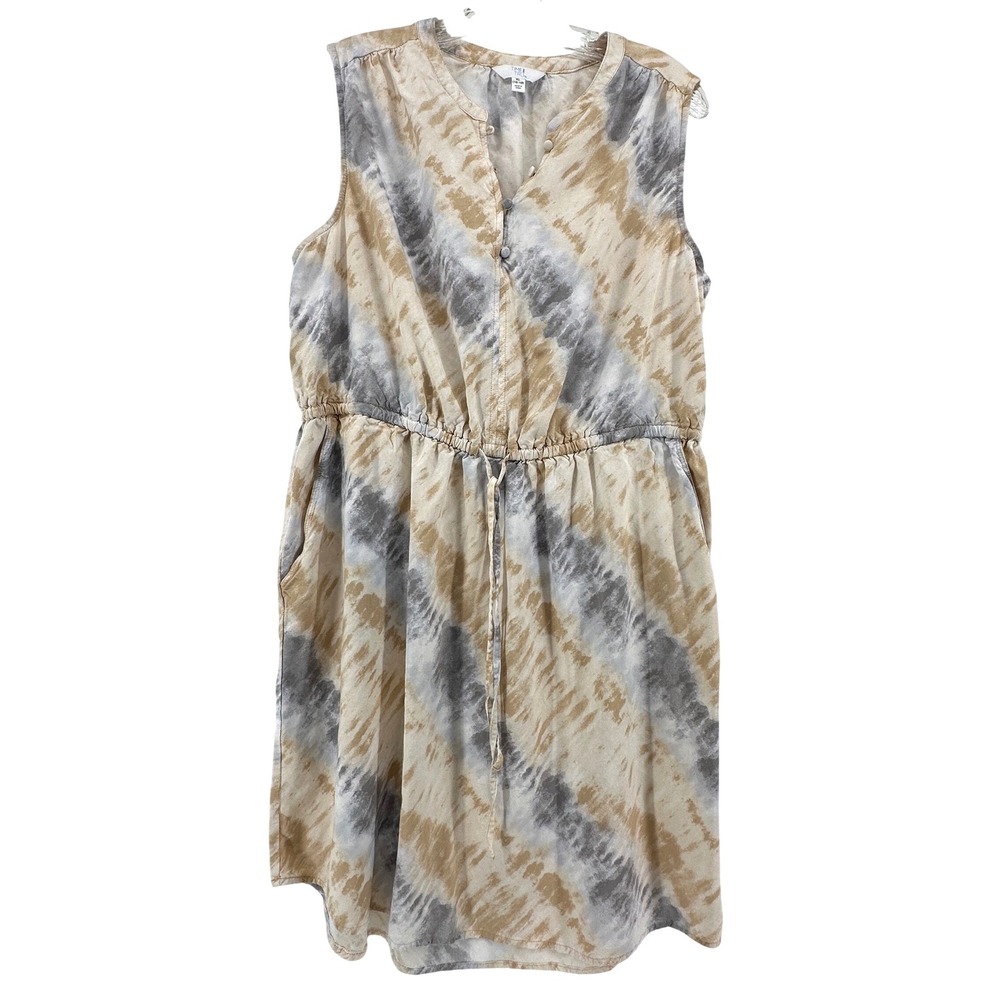 Time and‎ Tru Womens XL Neutral Tie Dye Sleeveless Rayon Dress Summer Casual